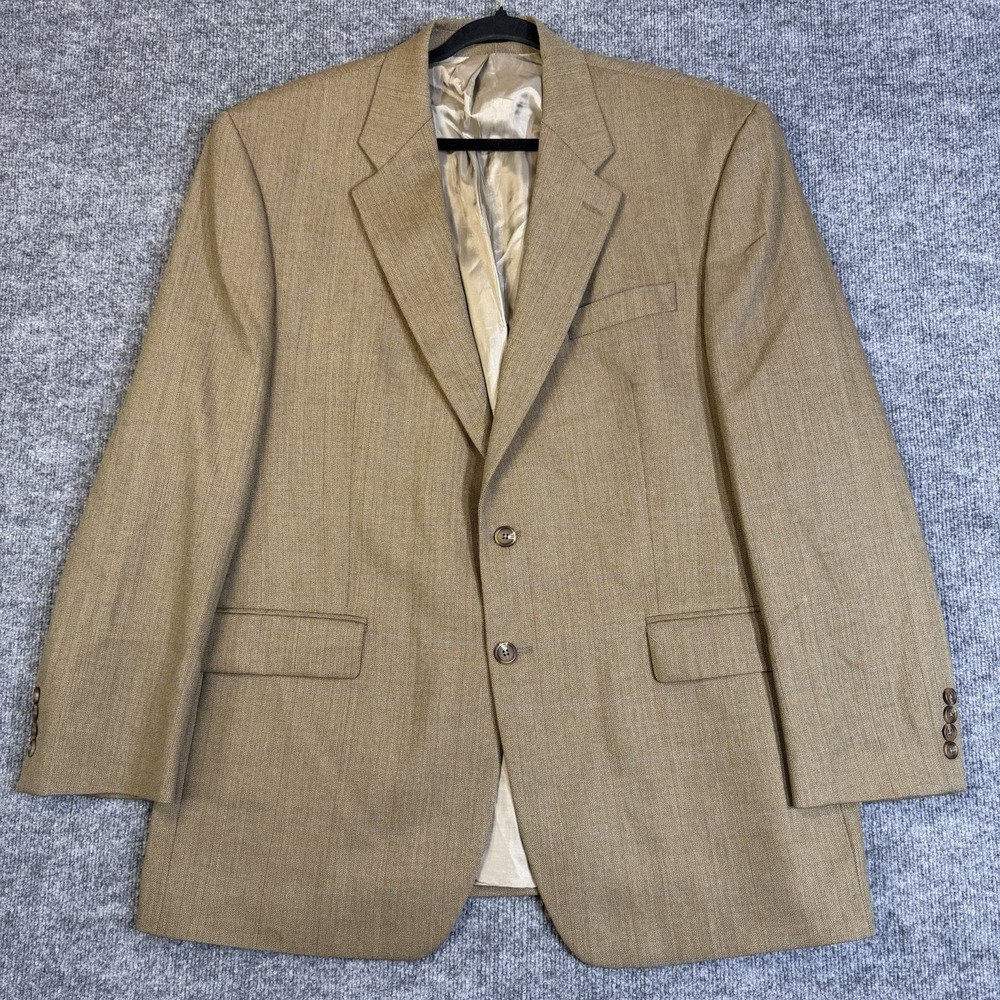 VTG 90s Lauren Ralph Lauren Blazer Men 46R Tan Wool Herringbone Tweed Sport Coat